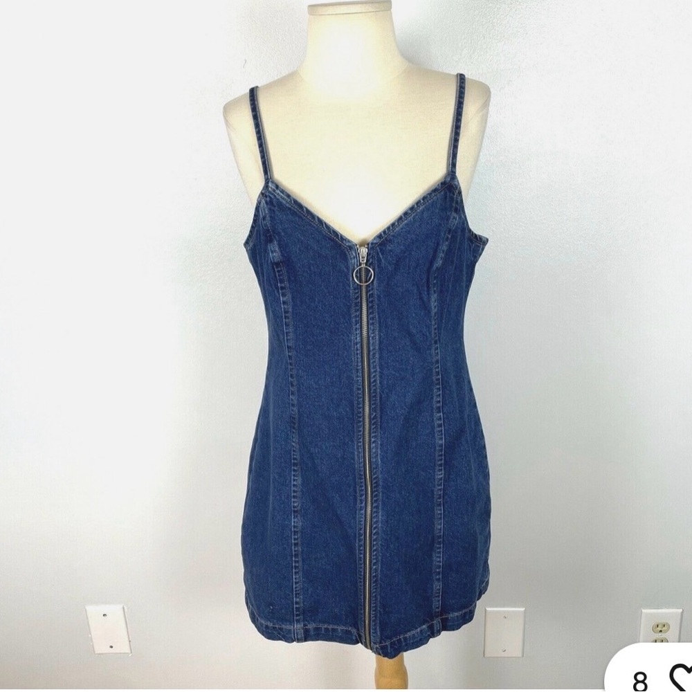 Topshop Structured Denim Zip-Front Mini Dress | Size US 2 | Modern Minimalist - Picture 8 of 8